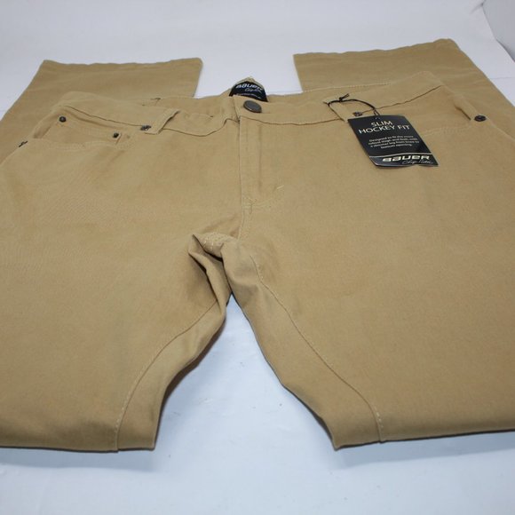 Bauer Chip Foster Slim Hockey NWT Men's 34 x 34 Khaki 5 Pocket Stretch Jeans - Picture 2 of 13